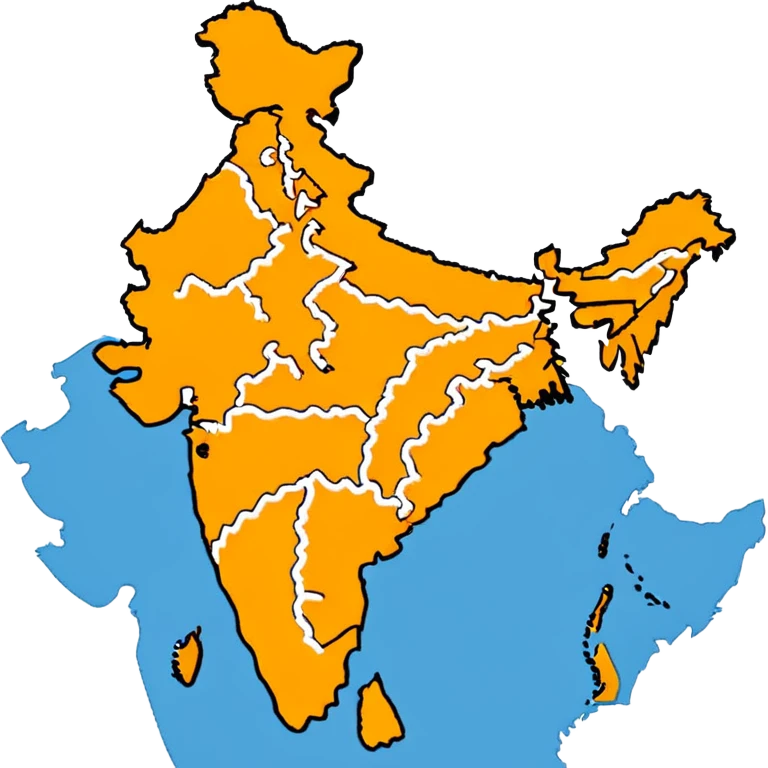 India map with saffron colour ( akhand Bharat ) with proper state emoji