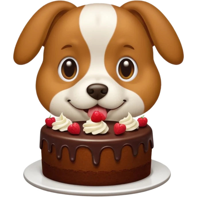 a dog eating a chocolate cake emoji