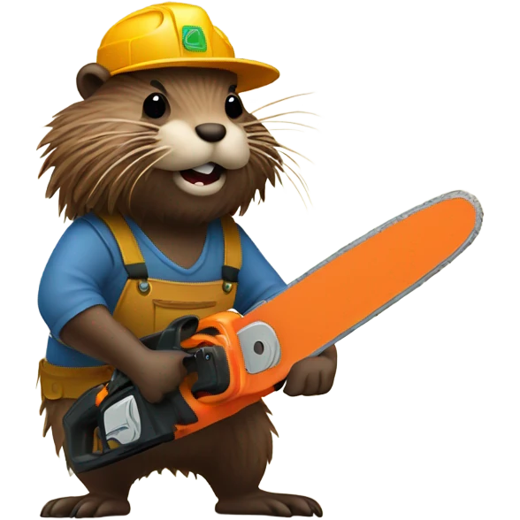 Beaver holding a chainsaw with dreadlocks  emoji