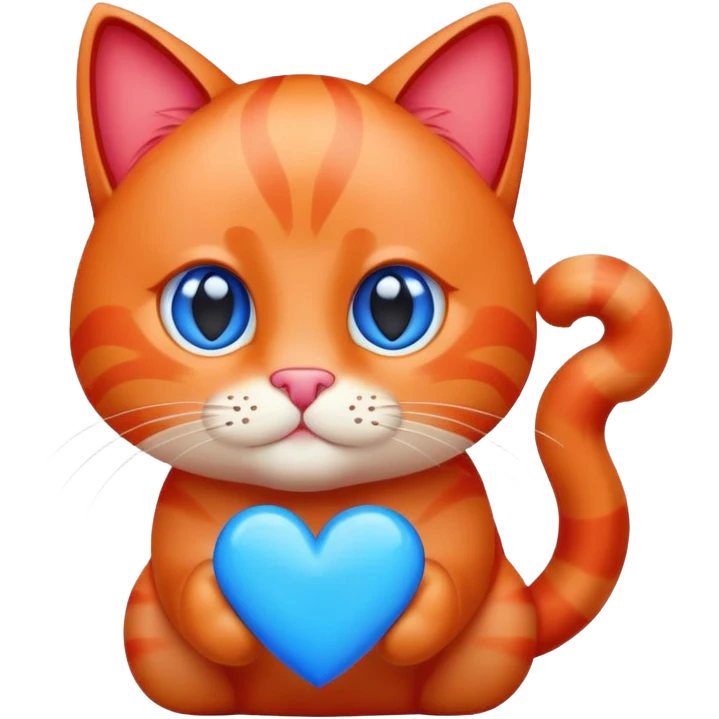 Gatto rosso con cuore blu  emoji