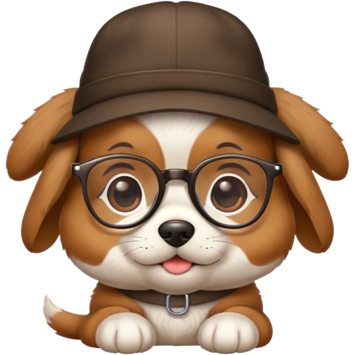 puppy with hat and glasses emoji
