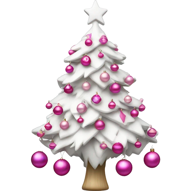 White Christmas tree with pink ornaments emoji