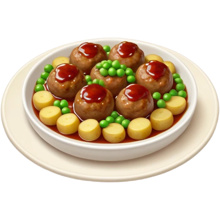 swedish meatballs with potatoes and peas and jam emoji