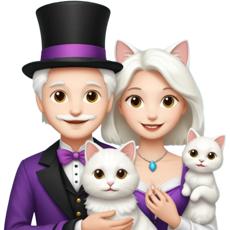 magician couple and their pet cat emoji