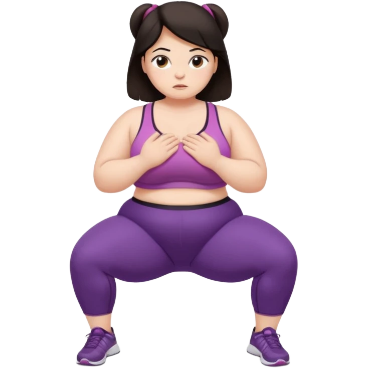 Sad fat girl doing clamshell dark hair emoji