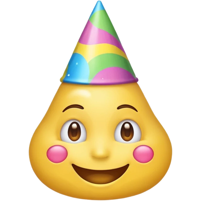 Emoji souriant avec goutte de sueur avec chapeau d"anniversaire  emoji