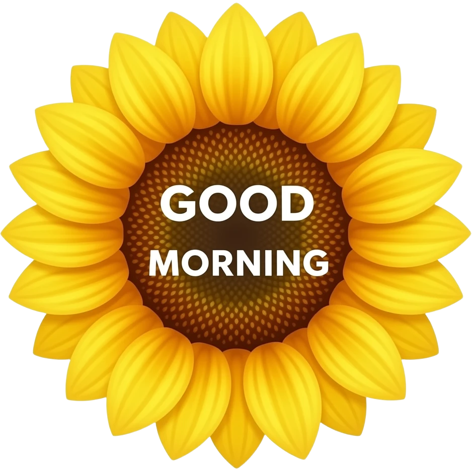 Sunflower with good morning text emoji