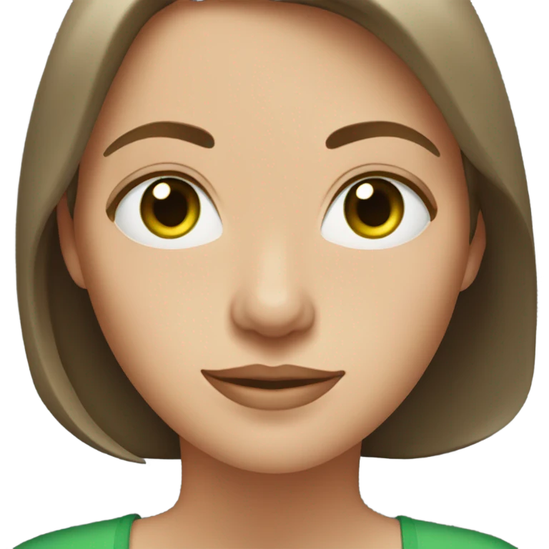 30 year old white woman brown hair green eyes emoji