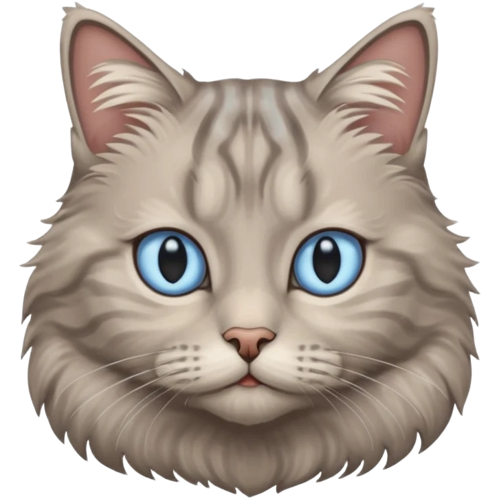 Grey fluffy pale blue eyes tabby cat emoji