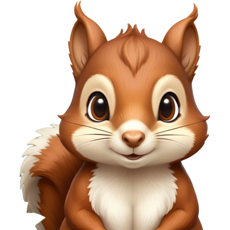 Cinematic Noble Squirrel Portrait Emoji, Poised and regal, with a nimble, agile build and a lush, well-groomed Fur of rich auburn and cream, deep-set soulful bright eyes, Simplified yet sharp and sophisticated features, highly detailed, glowing with a soft, dignified glow, high shine, intelligent and spry, stylized with an air of woodland charm, focused and attentive, soft glowing outline, capturing the essence of a watchful and confident rodent, so majestic it feels as though it could scamper out of the screen with effortless authority! emoji