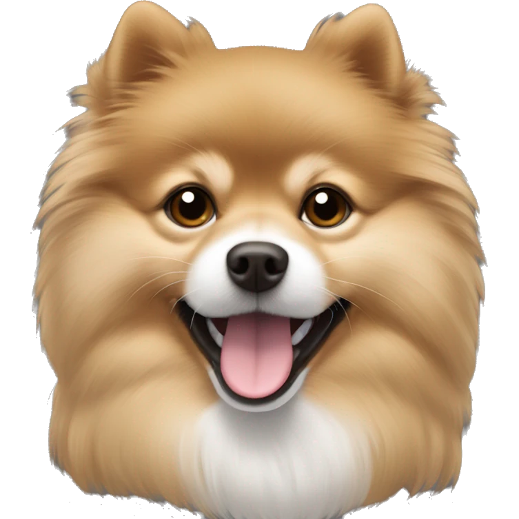less fluffy pomeranian-spitz mix light brown and white with gray ears  emoji