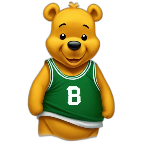 Winnie-the-Pooh wearing boston celtics jerssey emoji