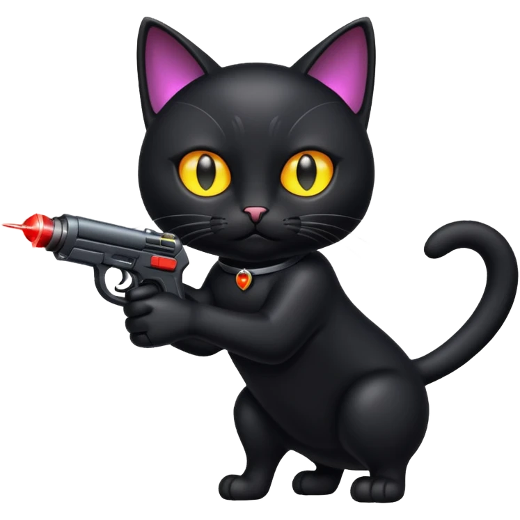 Black Cat with laser gun emoji
