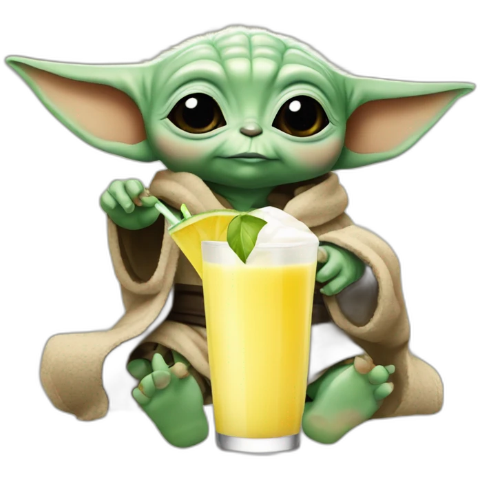 baby Yoda drinking a Pina colada emoji
