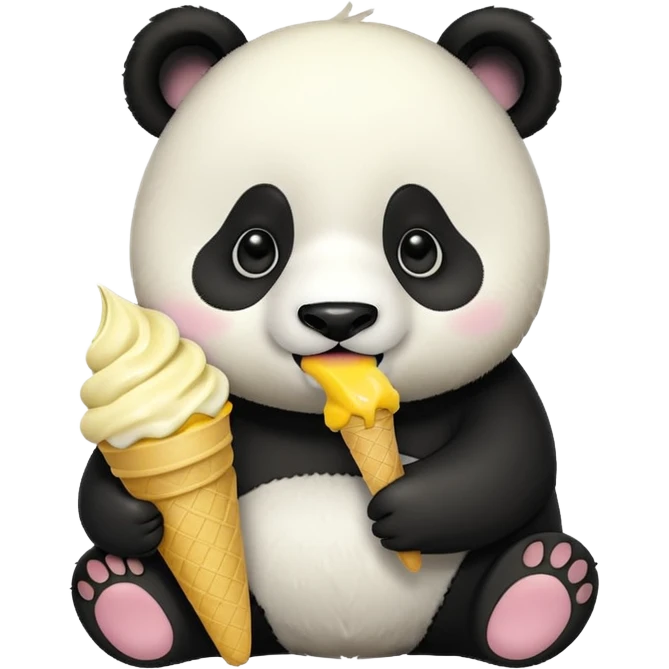 Panda eating mango icecream emoji