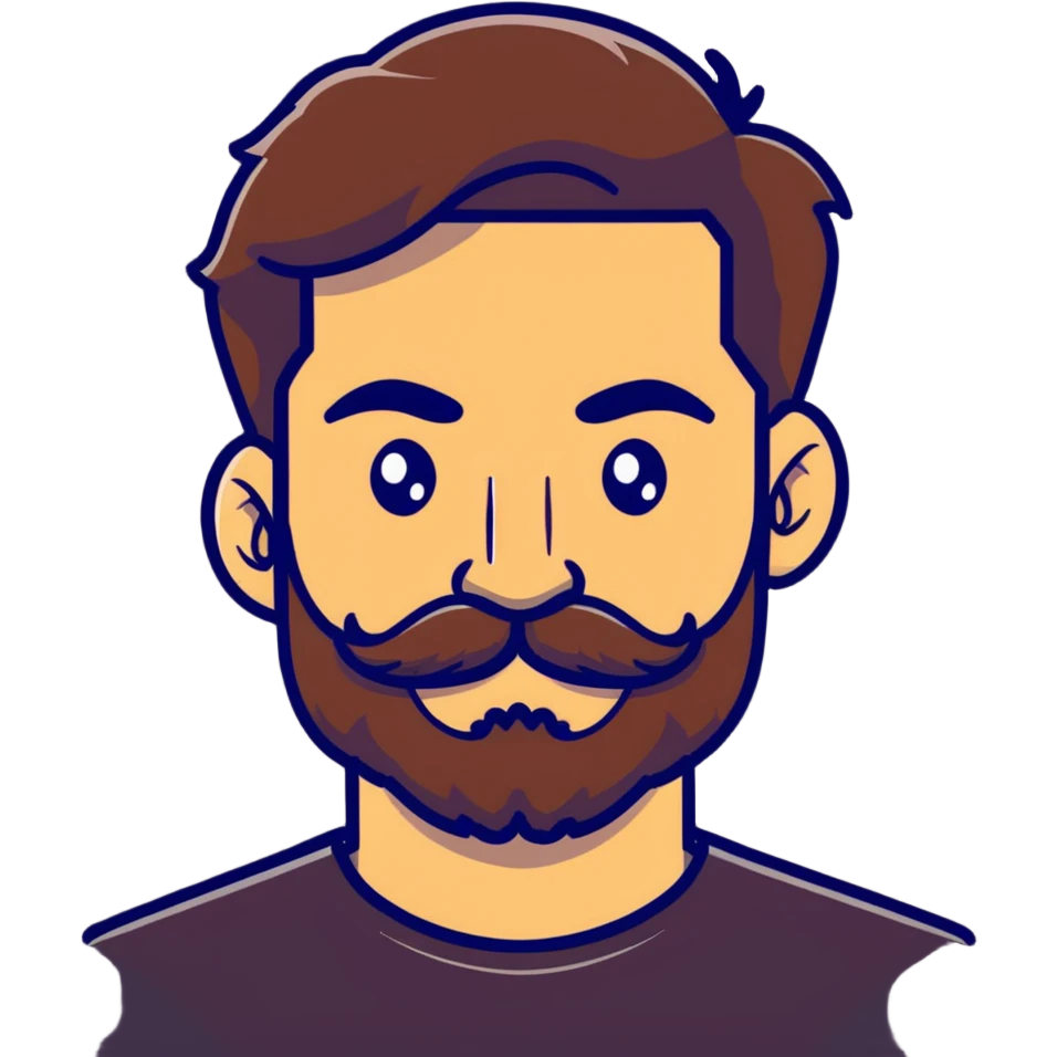 bearded man with mustache and connected bushy eyebrows emoji