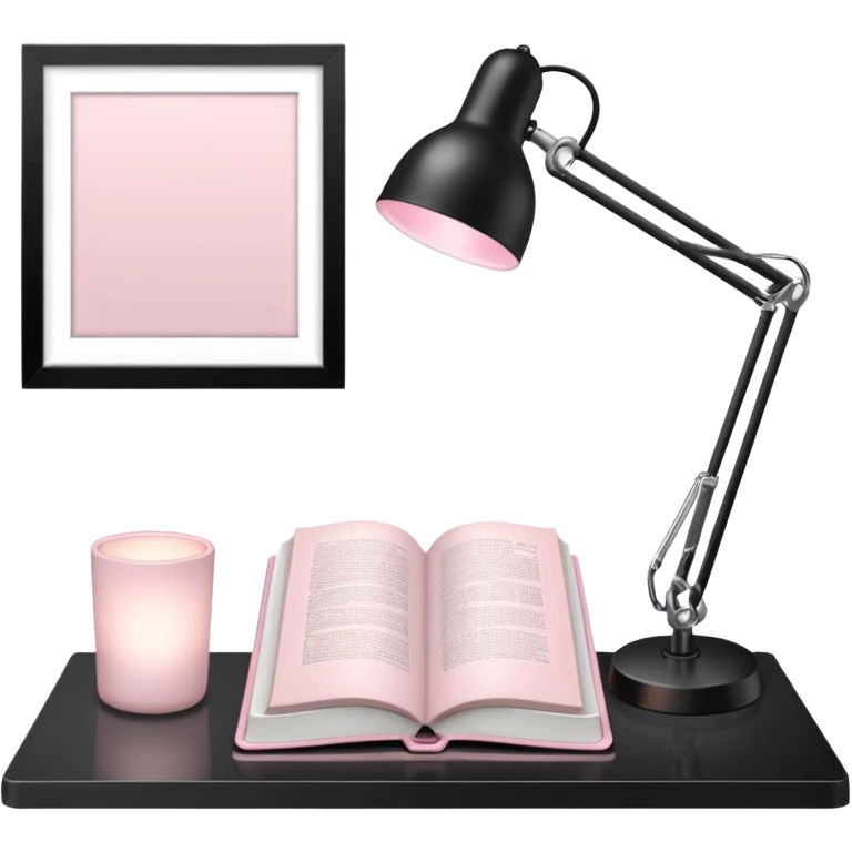 Light Pale Pink office with Light Pale Pink book and Light Pale Pink Desk lamp for Lease emoji