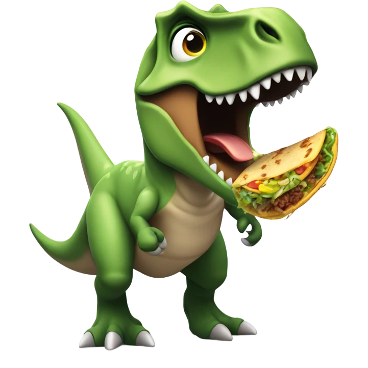 Dinosaur eating a taco emoji