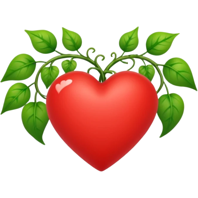 red heart with green vines around it emoji