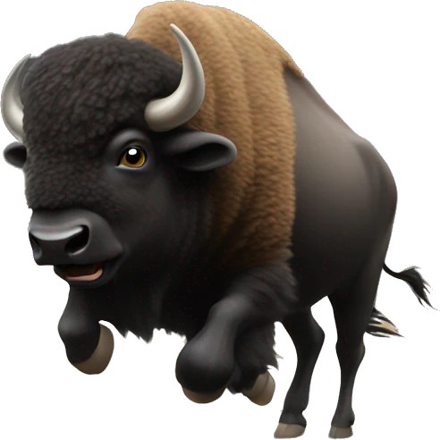 a buffalo running into a storm emoji