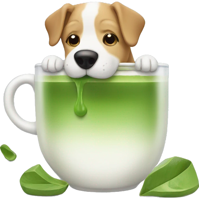 Dog drinking matcha emoji