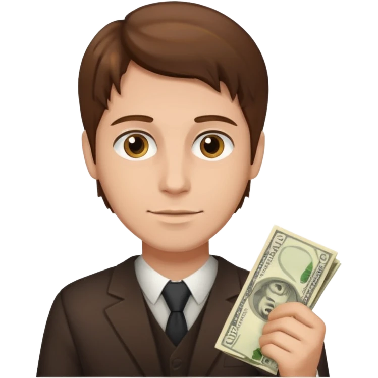 brown hair MAN who holds money emoji