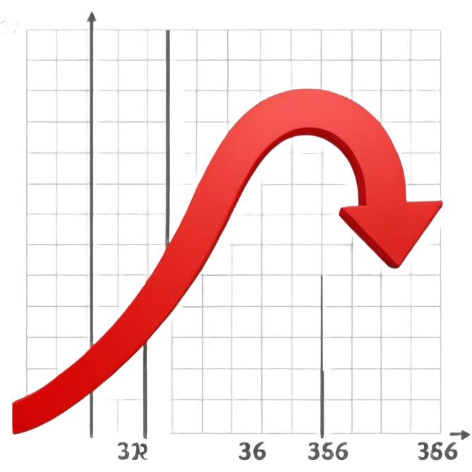 the number 36 on top of a graph with a downwards trajectory emoji