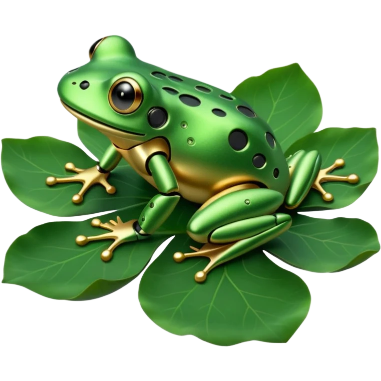 robot frog on lotus leaf emoji