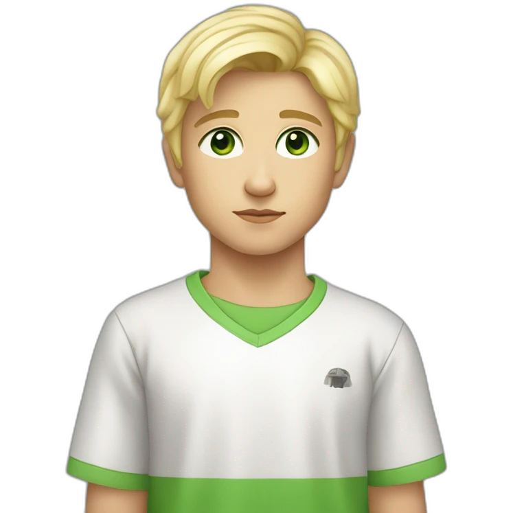Kid blonde with green eyes and Star Wars t-shirt emoji