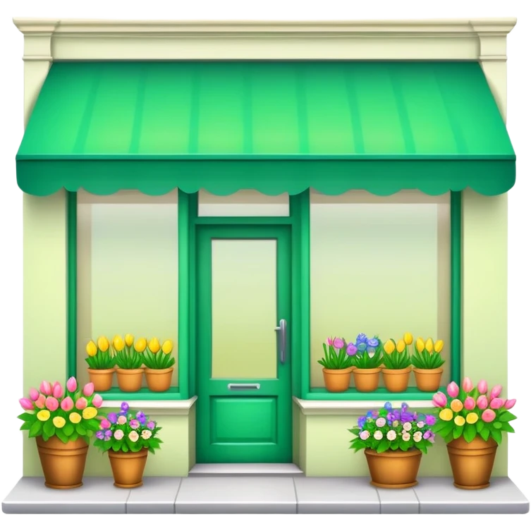 green store front with spring flowers in the window emoji
