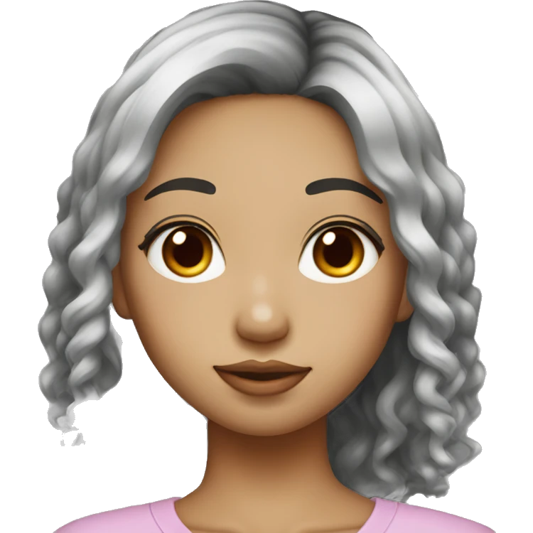 Black culry hair with front hair asian girl emoji