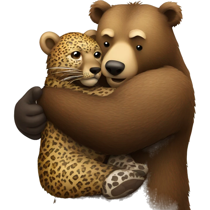 Grizzly bear hugging a leopard emoji
