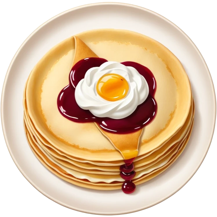 scandinavian round crepes with jam and sour cream emoji