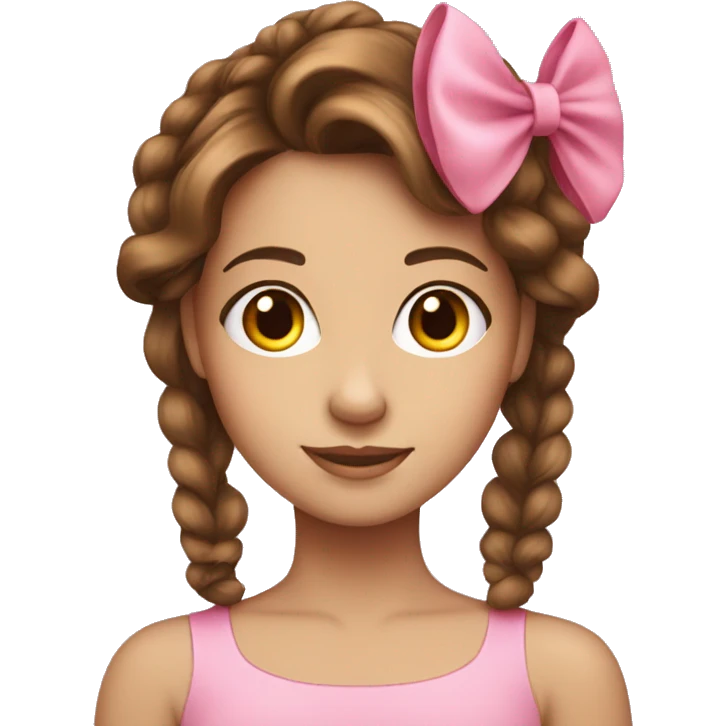 pretty brown haired girl with a pink bow in her hair  emoji