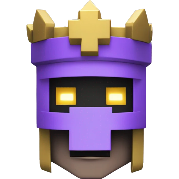 ethelmc minecraft server, E as logo with purple background and a crown, aoy emoji