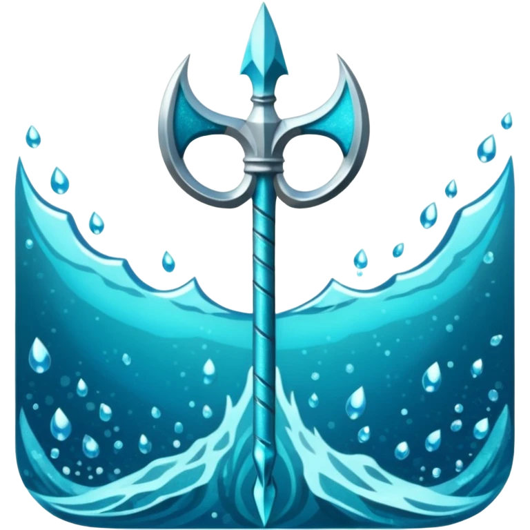 Cyan Poseidon's trident with glitter emoji