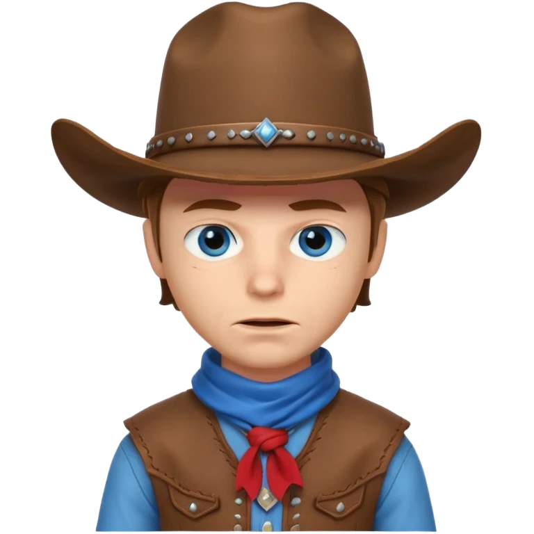 cute outlaw cowboy portrait, head and shoulders only, cowboy hat, bandana covering mouth, intense eyes, western outfit, 3D cartoon, mobile game icon style, clean background, no text, no watermark
 emoji