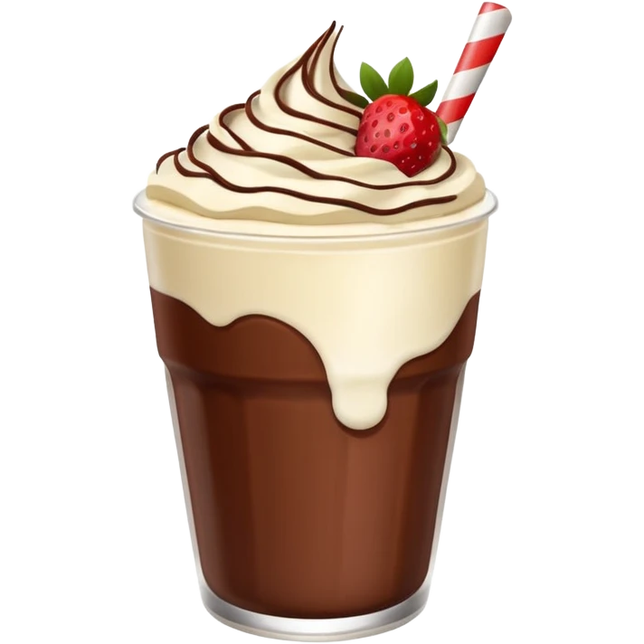 Un vaso cubierto de chocolate que arriba se vea crema batida mym y fresas encima  emoji