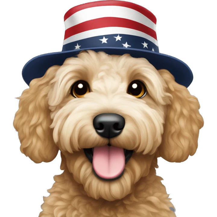 Goldendoodle with patriots hat emoji