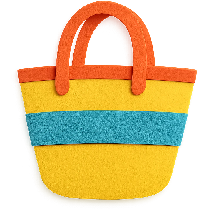 playful and bright paper-craft style beach bag on a white background emoji