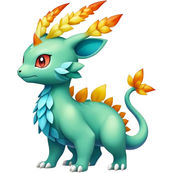 Elemental magical colorful exotic animesque Pokémon-Fakémon-animal-creature, (full body) emoji