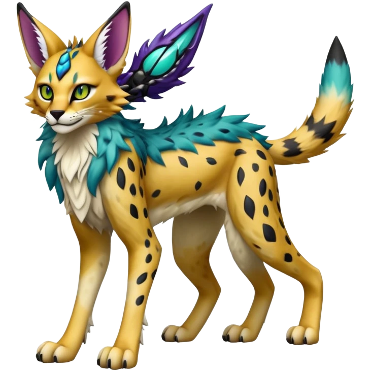 Epic Edgy Colorful  eldritch Sergal-Serval-Vernid full body emoji
