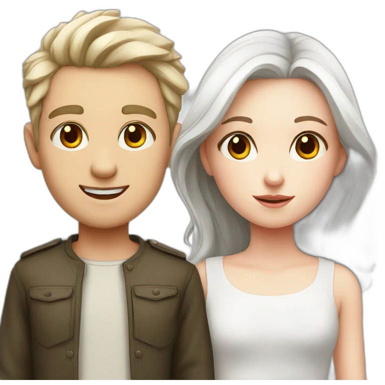 boy and girl, both have red eyes, pale-skin, white hair emoji