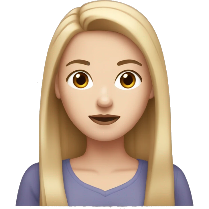 White girl with straight light Brown hair thick black eyebrows  emoji