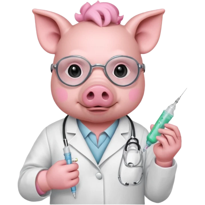 Pig doctor with mask and syringe.














 emoji