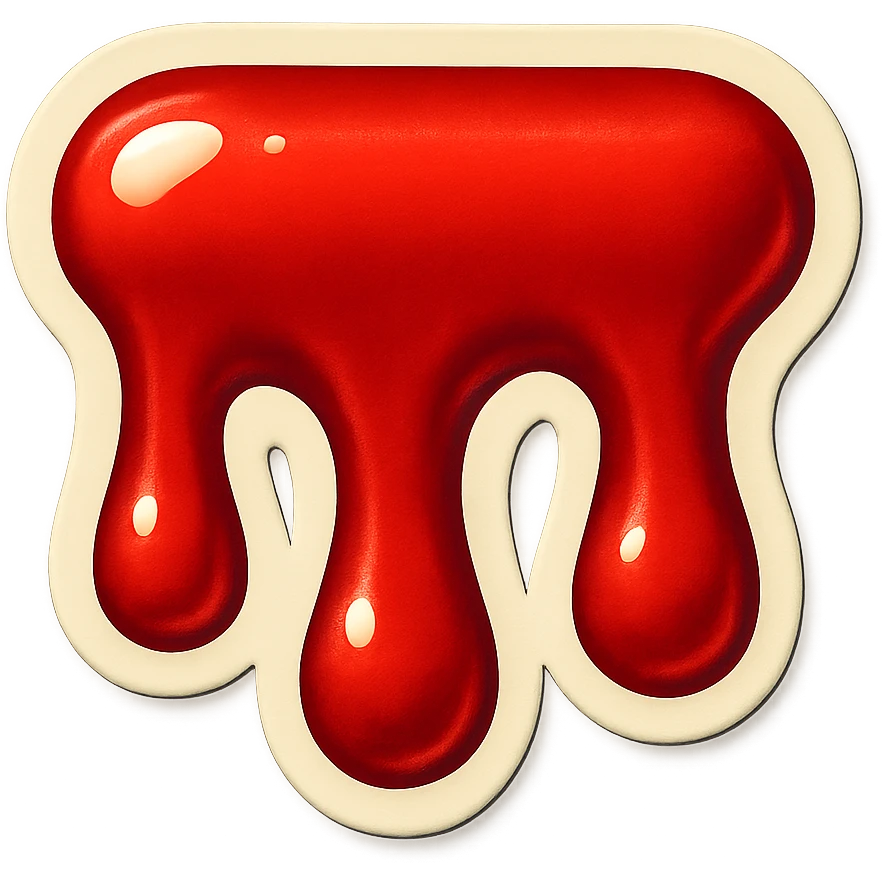blood drips, short and very wide, retro sticker style emoji