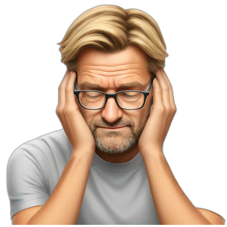 jurgen klopp resting head on hands emoji