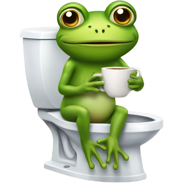 Frog on toilet while drinking coffee emoji