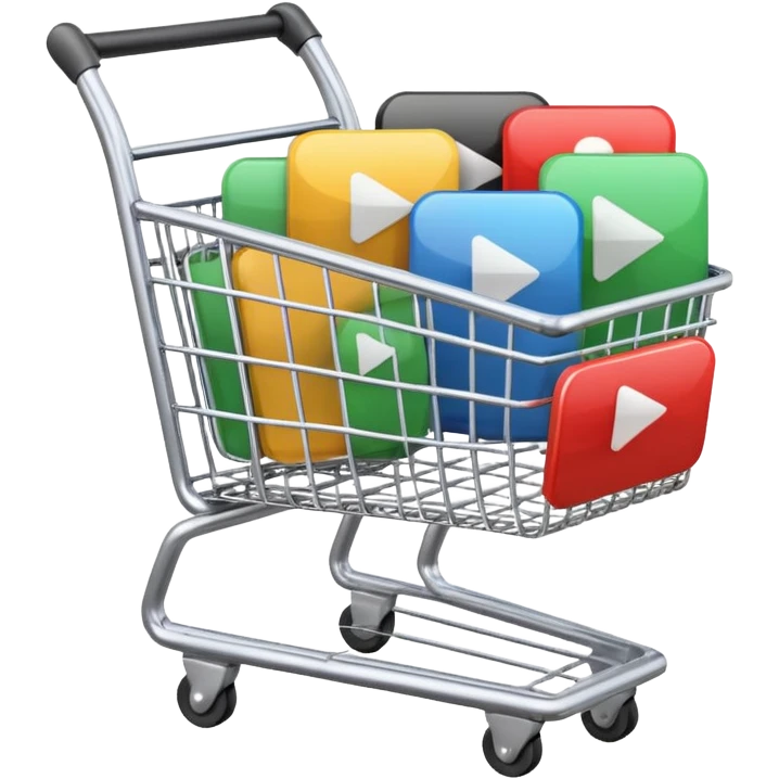 shopping cart with multiple video play buttons no film reels emoji