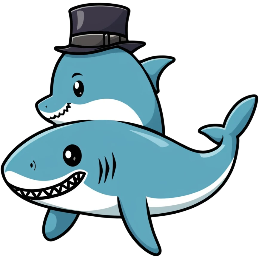 shark wearing a fancy black top hat emoji
